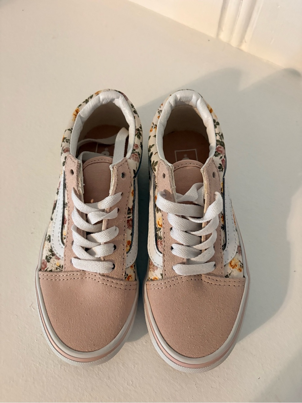 Vans Kids Floral Pink and White Sneakers